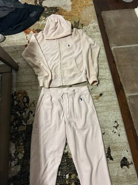 Ralph Lauren Light Pink Hooded Zip Sweatshirt & Joggers Set